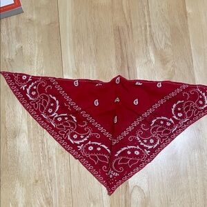 Classic Red Bandana Scarf with White Paisley Print
